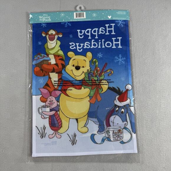 Disney Christmas Garden Flags Lot of 2 Mickey Mouse & Winnie the Pooh New w/Tags - Picture 4 of 8